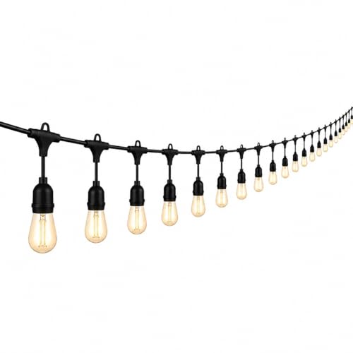 Catenaria Luci da Esterno E27 Collegabile per Giardino, Terrazzo Pergola 20mt Catena Luminosa Professionale IP54 con Portalampade Distanziati 1 Metro, Spina Schuko, Senza Lampadine (2000, Centimetri)