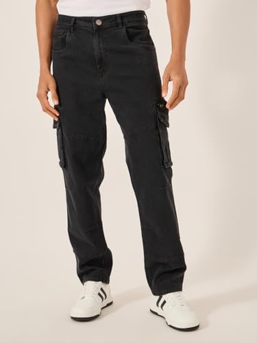 Image of Styli Men Overdyed Cargo Pants Black