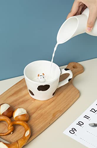Image of DIHOclub Cow Ceramic Cup Hidden Animal Inside Mug (White,Black)