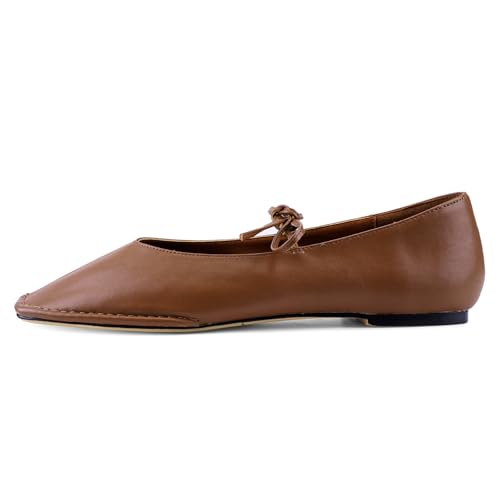 Image of VBDB Black Ballet Flats for Women Square Toe Lace up Wide Width Mary Jane Flats Casual Slip on Ballerina Shoes