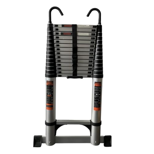Teleskopleiter 7,2 m Aluminium mit Stabilisationsbalken – Anlegeleiter ausziehbar, 15 Sprossen, 150 kg Belastbarkeit, klappbar, rutschfeste Füße, kompakt 100 cm