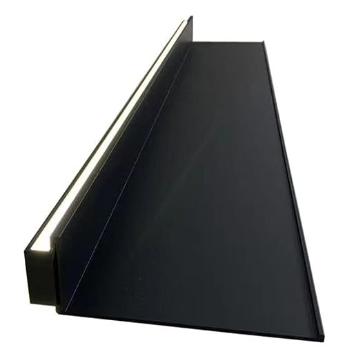 Étagère lumineuse flottante en métal noir 60x15cm pour rangement mural de salon