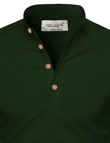 Image of Vida Loca Full Sleeve Mandarin Collor Cotton Casual Slim Fit Shirt for Men's