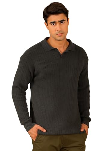 Image of Kvetoo Full Sleeve Winter Wear Woolen Collar Polo Sweater for Men
