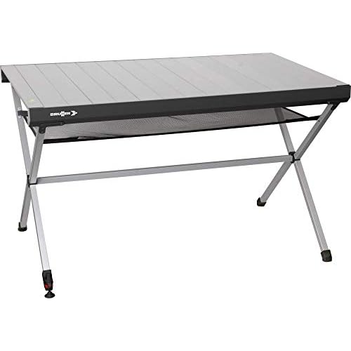Brunner Titanium Axia Rollable Table with Adjustable Height | Patented Design | Aluminium Top, Folding Frame, Mesh Shelf, Carry Bag | Lightweight & Sturdy for Camping & Outdoors (Axia 4)