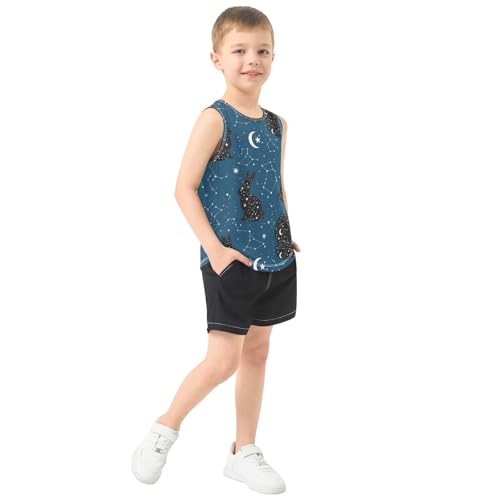 J JOYSAY Cartoon Rabbit Galaxy Blue Boys Tank Top Sleeveless Muscle Shirts Quick Dry Sport Active Workout Kids T-Shirts 3-15T4