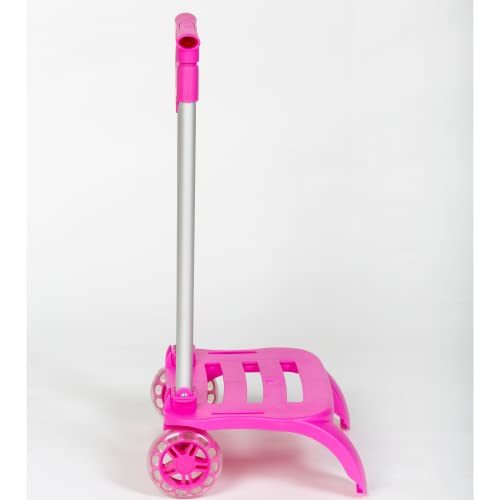 Devesa Carro para Mochila Escolar - Fucsia - Aluminio Resistente y Plegable, Ligero y Estable, con Diseño Ergonómico para Evitar Dolor de Espalda, Compatible con Mochilas de Gran Capacidad - imagen 2