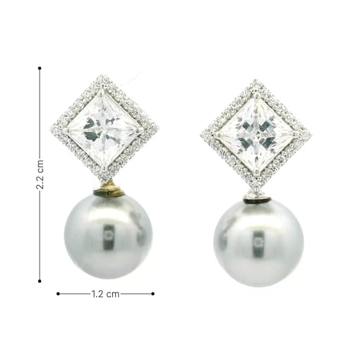 Image of 925 Sterling Silver Pearl Earrings for Women | Sterling Silver Pearl Stud Earrings | Hypoallergenic Rhodium Plated Anti-Tarnish Lightweight Daily Wear Jewellery | Office Wear | Gift for Wife, Girlfriend, Mother, Sister | Birthday, Anniversary, Rakhi