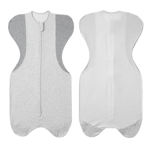Image of KIDIRA Swaddle for Newborns, Baby Swaddles 0-3 Months 5-13lb Breathable Fabric Design, Arms Up Swaddle 0-3 Months Newborn, Promotes Healthy Hip Development, 2-Way Zipper&Foot Buttons, 1Pack,Grey