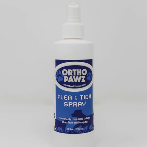 Ortho Pawz Flea & Tick Spray 8oz – All-Natural Citrus Oil Formula – Safe for Dogs, Cats, Puppies & Kittens – Protects Against Fleas, Ticks, Mosquitoes & Mites