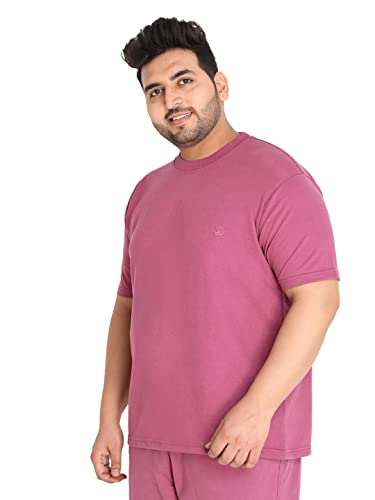 Image of CHKOKKO Men's Plus Size Terry Cotton Loose Fit Half Sleeves T-Shirt