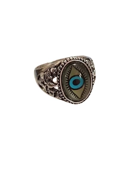 Myginie.in Evil Eye Protection Silver Colour Biker Ring (US 10) (B0C3YZMBG9) Amazon Price History, Amazon Price Tracker