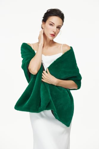 Women Faux Fur Shawl Wrap for Evening Dresses Bridal Fur Stoles Scarf for Wedding Party4