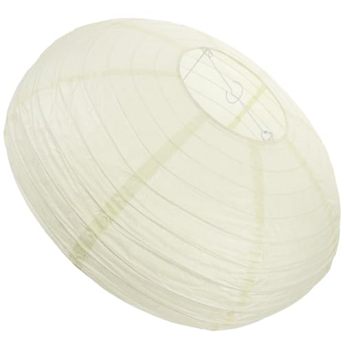 Yardenfun Pantalla de Lámpara de Papel Plegable Beige Farolillo de Fiesta Ovalado de 40 CM Decoración para Bodas y Hogar Luz Suave para Interior y Exteriores 1 Pieza