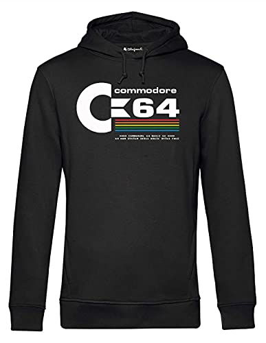Blasfemus Sudadera Commodore 64 C64 con capucha para hombre años 80, estilo vintage Nerd, Negro , M