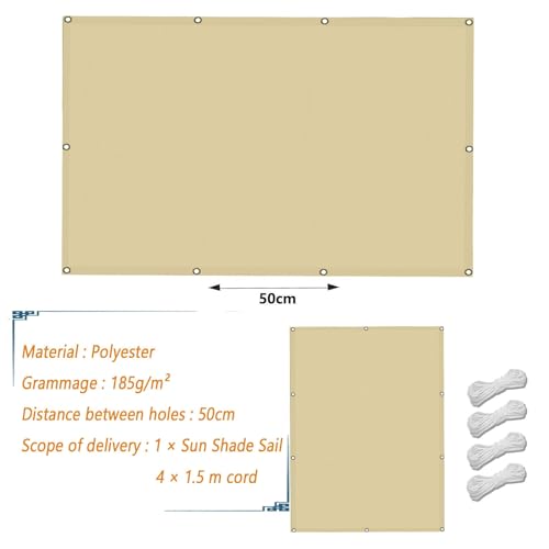 Voile ombrage rectangulaire étanche toile d'ombrage extérieur crème - 8