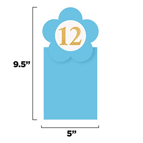 Image of ITAF Set of 12 Pcs First Birthday Decorations Hard Cardboard Kids 12 Month Flower Photo Frame Banner For One year Celebration New Born Baby Theme Decoration Kit - Blue 12 MONTH FRAME