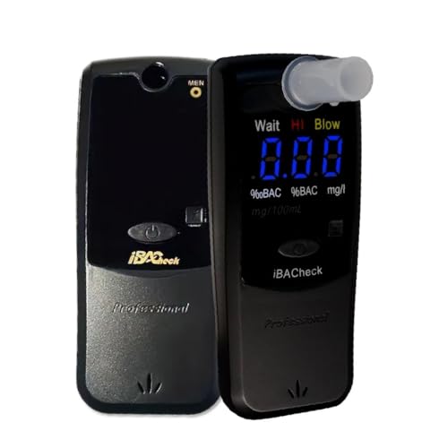 iBACheck Breathalyzer with 10 Memories and LED Display, Visible at Night. Long Battery Life and Last 350 Test with Alkaline Batteries (Black 1)