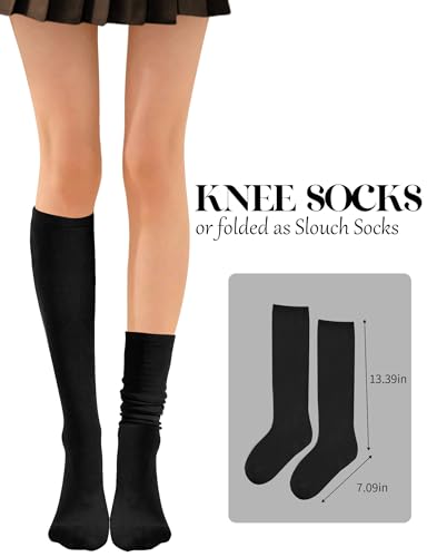 Buauty Women's Knee High Casual Tube Socks - Athletic Solid & Striped Sport Outdoor Fashion (3 Pairs)4