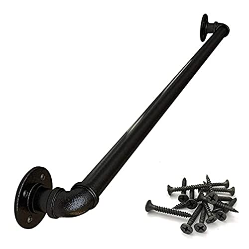 dcIustfHE Pango de Tubería Industrial Rústica (1-20 Pies), Tubería Profesional de Hierro Forjado Barandilla de Soporte de Pared de la Pared, Escaleras de Porche sin Deslizamiento Al Aire Libre./3Ft/90