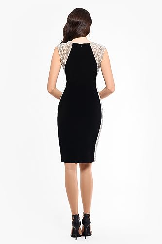 Image of Xscape Womens Sleeveless Knee Length Beaded Contour Cocktail Dress (Reg and Petite) Special Occasion Dress