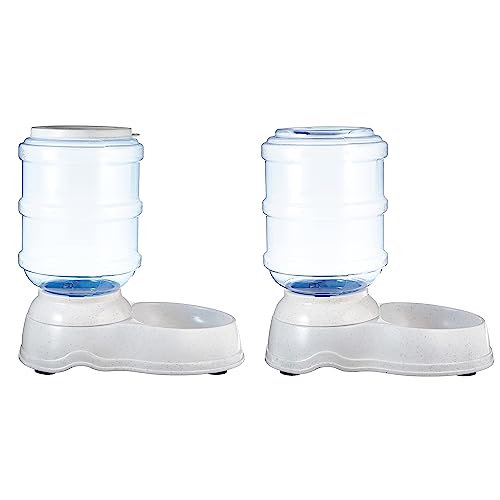 Amazon Basics Distributeur d’eau et de nourriture pour animaux de compagnie, Lot de 2, Petite taille, Blanc