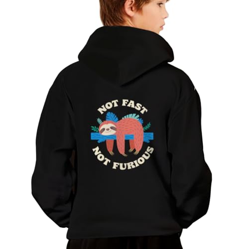 Vintage Funny Not Fast Not Furious Cute Sloth Hoodies for Teen Girls Boys Lightweight Kangaroo Pocket Sweatshirt2