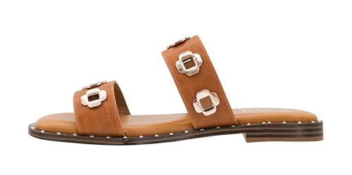 Corkys Footwear Low Tide Double Strap Sandal - Featuring Two Metal-Accented Straps, A Cushioned Insole, Studded Outsole, Easy and Convenient Slip-On design