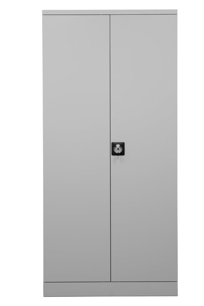 Sigma Armadietto per Documenti in Metallo, 92x42x195 cm, 2 Ante Battenti, 4 Ripiani Regolabili (50 kg Ciascuno), Serratura a Chiave, Maniglia Rotante, Ideale per Ufficio, Garage ed Esterni, Grigio