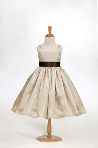 Pink Promise Girl's Champagne Spaghetti Straps Wedding Flower Girl Dress2