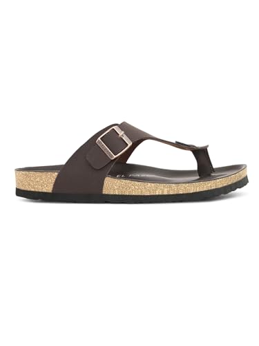 Image of EL PASO Men's Suede Leather Cushioned Cork Sole Sandal Slippers (Size 6 to 12)