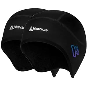 HIKENTURE Wintermütze 2er Pack, Winddichte Fahrrad Mütze Winter, Warm Bike Cap, Helm-Unterziehmütze Herren/Damen für Fahrradhelm Skihelm Kletterhelm Radfahren-D2