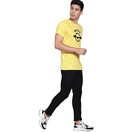 Image of Free Authority Minions Printed Regular Fit Yellow Cotton Men's T-Shirt
