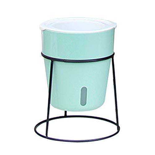 ZSooner - Juego de maceteros de estilo nórdico para interiores con soporte de hierro, para oficina, balcón, autorriego, 9 cm, color verde, No nulo, Verde, 13 cm