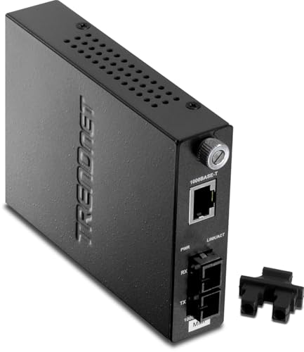 Image of TRENDnet Intelligent 1000Base-T to 1000Base-SX Multi-Mode SC Fiber Media Converter, Up to 550M (1800 ft), Fiber to Ethernet Converter, 2Gbps Switching Capacity, Lifetime Protection, Black, TFC-1000MSC