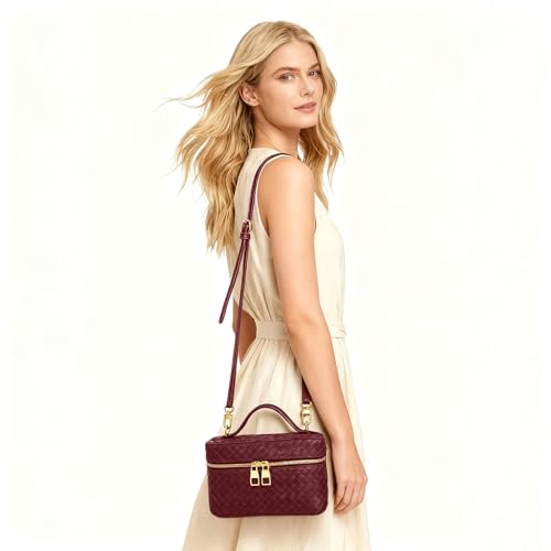 Image of Trendy Shoulder Bags for Women Mini L19 Square Box Satchel Bag Cute PU Leather Crossbody Purse with Adjustable Strap