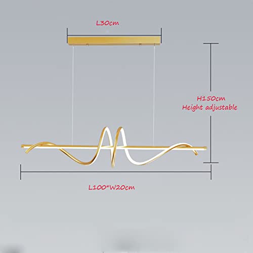 Plafonnier LED dimmable avec télécommande, suspension lustre spirale or 48W de 100cm - 7