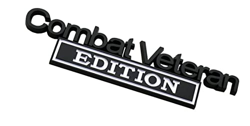 Image of 1pc Combat Veteran Edition Emblems 3D Raised Decals Exterior Truck Stickers Fender Veteran Badges Replacement for F150 F250 F350 Chevy Silverado 1500 2500 Chevrolet C10 C15 (Black White)