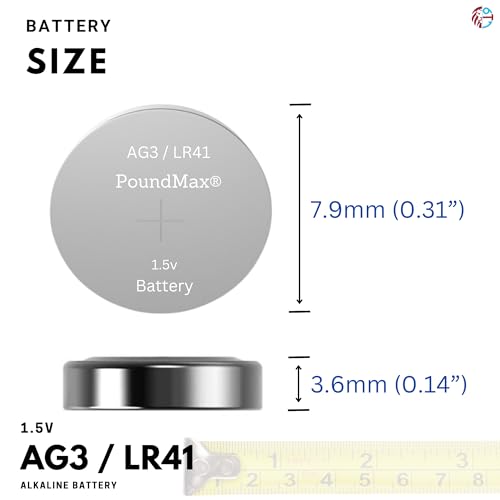 Pilas alcalinas PoundMax AG3 LR41 1.5v botón 10 unidades miniatura 6