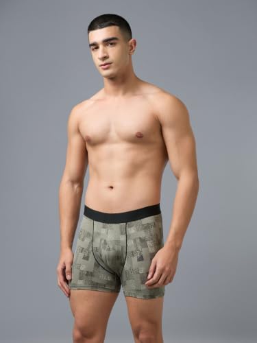 Image of TECHNOSPORT Men's Colorblock Trunks Underwear with ElastoLITE 4 Way Stretch Lightweight Breathable Moisture Wicking Soft Anti Odour Anti Microbial Comfort Fit Boxer Briefs Innerwear for Men