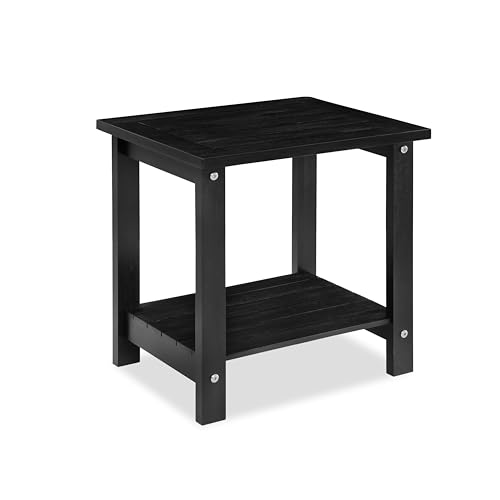 VICTORY RELAX Black Adirondack Outdoor Accent Table &ndash; Weather-Resistant Acacia Wood Outdoor End...