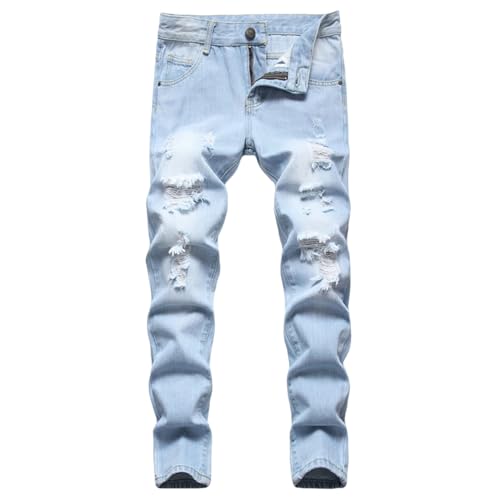 Boys Pants Distressed Ripped Denim Trousers for Kids Fashionable Stretchy Casual Bottoms Perfect for Outdoor