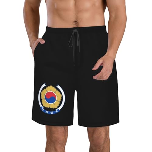 Emblem of South Korea Mens Swim Trunks Quick Dry Swim Board Shorts Casual Beach Shorts