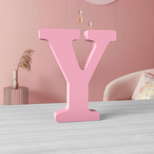 MeteoraPrime Lettres en Bois Rose 15 cm Lettres en Bois Non Finies pour Décoration Murale Lettres Décoratives Debout Lettres Rose en Blocs pour Décoration...