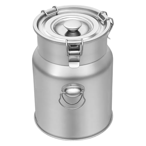 TTbhfui 201 Stainless Steel Milk Can, 5-Liter Airtight Food Storage Container, Heavy-Duty Milk Can, Milk Bucket, Food-Grade Container, Suitable for Storing Liquids Such as Milk and Wine