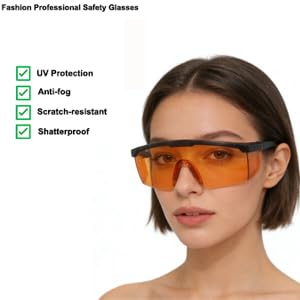 Image of UV Light Safety Glasses Protection,UVC 400 Blue Light Blocking Protective Glasses Goggles,Ansi Z87 Adjustable Temples Eyewear, Shaded Shatterproof Scratch Resistant Safe Sunglasses with Case