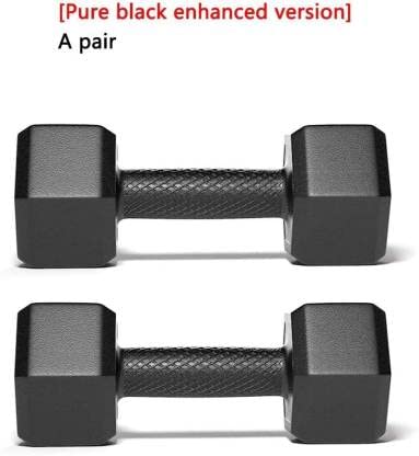 Image of FIT & FITNESS PVC Hex Fixed Dumbbells Set and Fitness Kit for Men and Women Whole Body Workout BLACK-(1KG X 2))