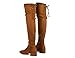 Greatonu Women's Round Toe Thigh High Fashion Boots Stretchy Over The Knee Block Heel Tie Back Boots Camel-1.77 inchs Size 7
