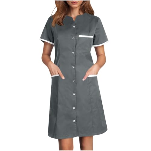 Scrubs Dress for Women - Button Front Nursing Workwear...