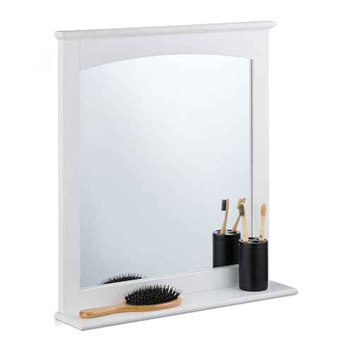 Relaxdays Badezimmerspiegel mit Ablage, Bad, Flur, rechteckig, HxBxT: 60 x...